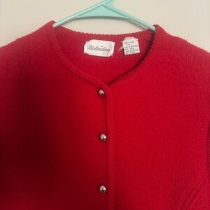 Women's Red Button-Front Knit Cardigan